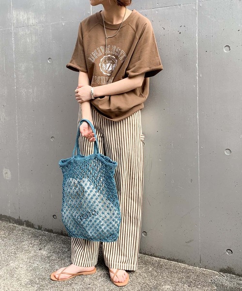 CIAOPANIC TYPY（チャオパニックティピー）の「カレッジプリントハーフスリーブスウェット（Tシャツ/カットソー・レディース・チャコールグレー/オフホワイト/サックスブルー/キャメル・ONE SIZE）」の7枚目の写真