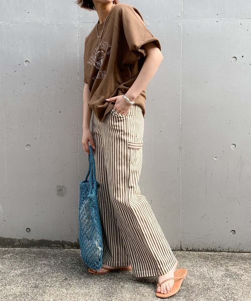 CIAOPANIC TYPY（チャオパニックティピー）の「カレッジプリントハーフスリーブスウェット（Tシャツ/カットソー・レディース・チャコールグレー/オフホワイト/サックスブルー/キャメル・ONE SIZE）」の14枚目の写真