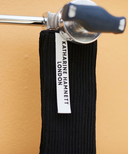 KATHARINE HAMNETT LONDON （キャサリンハムネットロンドン）の「KATHARINE HAMNETT LONDON/キャサリンハムネットロンドン Recover ribbon crew socks（ソックス/靴下・メンズ・ホワイト/ブラック・FREE/25-27CM）」の9枚目の写真