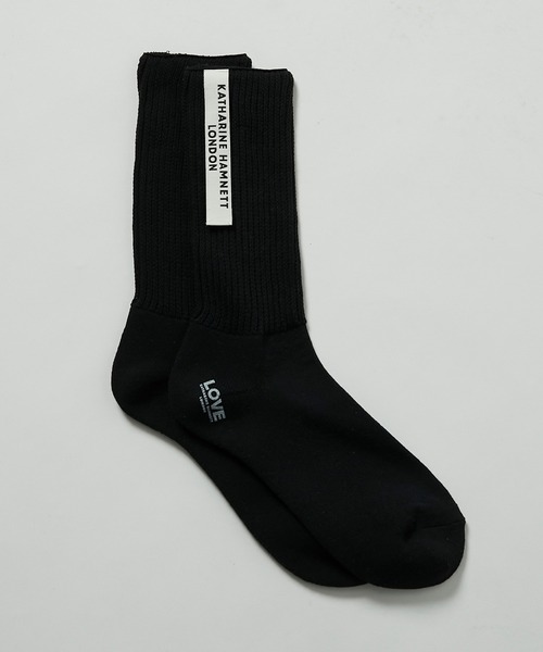 KATHARINE HAMNETT LONDON （キャサリンハムネットロンドン）の「KATHARINE HAMNETT LONDON/キャサリンハムネットロンドン Recover ribbon crew socks（ソックス/靴下・メンズ・ホワイト/ブラック・FREE/25-27CM）」の10枚目の写真