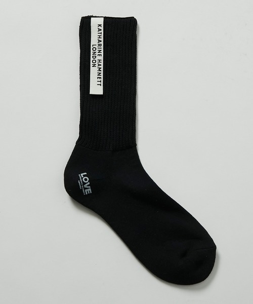 KATHARINE HAMNETT LONDON （キャサリンハムネットロンドン）の「KATHARINE HAMNETT LONDON/キャサリンハムネットロンドン Recover ribbon crew socks（ソックス/靴下・メンズ・ホワイト/ブラック・FREE/25-27CM）」の11枚目の写真