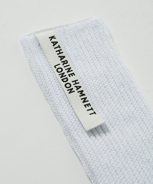 KATHARINE HAMNETT LONDON （キャサリンハムネットロンドン）の「KATHARINE HAMNETT LONDON/キャサリンハムネットロンドン Recover ribbon crew socks（ソックス/靴下・メンズ・ホワイト/ブラック・FREE/25-27CM）」の7枚目の写真
