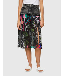 DIESEL | レディース スカート デニム ミックスファブリック 総柄(スカート)