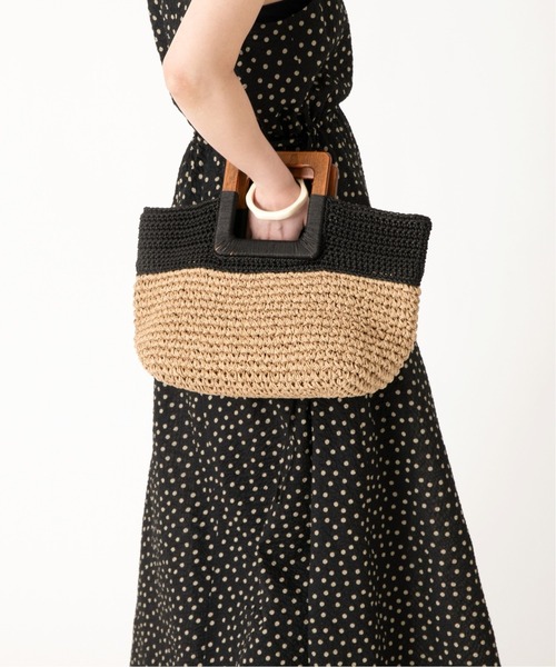 LE TALON（ルタロン）の「LE TALON ウッドハンドルペーパートート◆（トートバッグ・レディース・ブラック/ベージュ・FREE）」の2枚目の写真