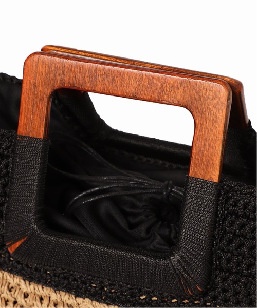 LE TALON（ルタロン）の「LE TALON ウッドハンドルペーパートート◆（トートバッグ・レディース・ブラック/ベージュ・FREE）」の14枚目の写真