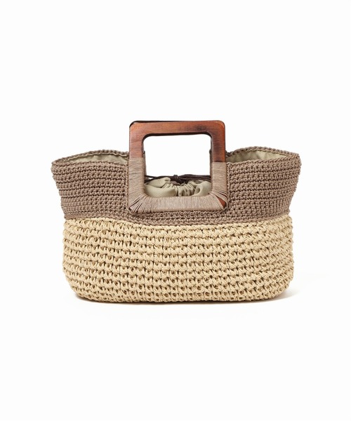 LE TALON（ルタロン）の「LE TALON ウッドハンドルペーパートート◆（トートバッグ・レディース・ブラック/ベージュ・FREE）」の4枚目の写真