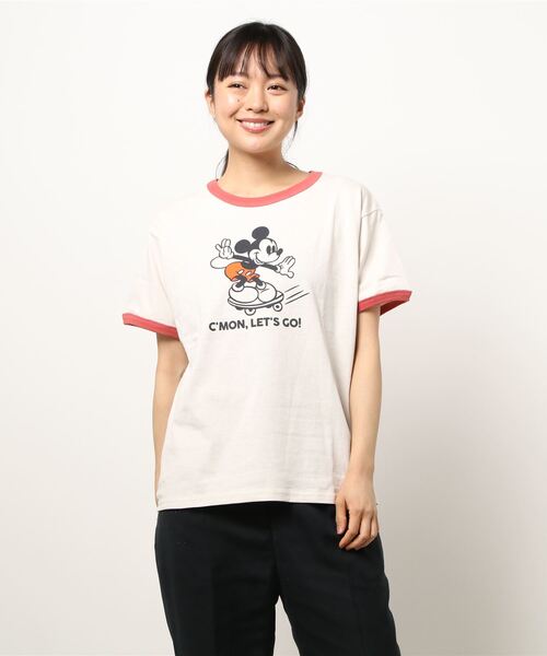 Disney(ディズニー)の「リンガーTシャツ(ミッキー/ミニー)(Tシャツ/カットソー・レディース・ネイビー/レッド・M/L)」の7枚目の写真