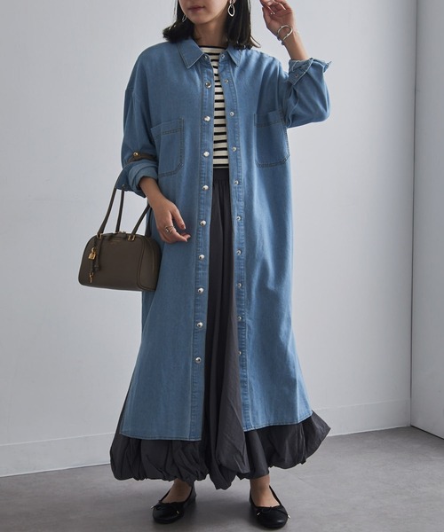 SETUP7（セットアップセブン）の「【SETUP7】デニムシャツワンピース 【手洗い可】（シャツワンピース・レディース・インディゴブルー/ネイビー/サックスブルー・FREE）」の20枚目の写真