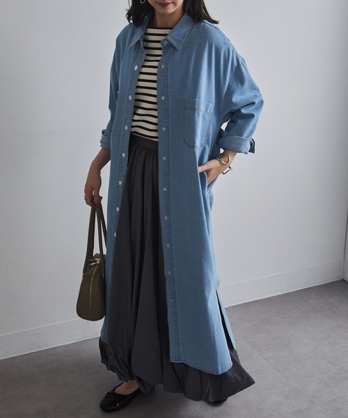 SETUP7（セットアップセブン）の「【SETUP7】デニムシャツワンピース 【手洗い可】（シャツワンピース・レディース・インディゴブルー/ネイビー/サックスブルー・FREE）」の19枚目の写真