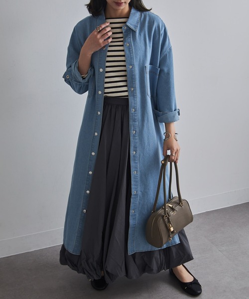 セール】【SETUP7】デニムシャツワンピース 【手洗い可】（シャツ