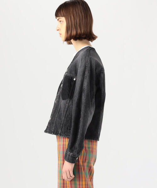 MACPHEE(マカフィー)の「コットンデニム ノーカラージャケット(デニムジャケット・レディース・ブラック/ブルー・36)」の9枚目の写真