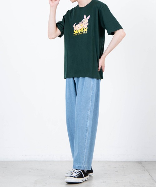 WEGO（ウィゴー）の「WEGO/キャラモチーフロゴプリント半袖Tシャツ（Tシャツ/カットソー・メンズ・オートミール/ダークグリーン・SMALL/X-LARGE/MEDIUM/LARGE）」の7枚目の写真