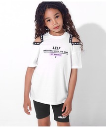 ANAP kids（アナップキッズ）の「テープ肩あきデザインチュニック（Tシャツ/カットソー・キッズ）」
