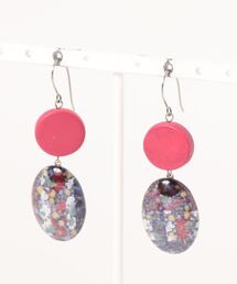 【joesstyle】*Glass Pierce*　 リバティと赤いウッドビーズピアス(MA)