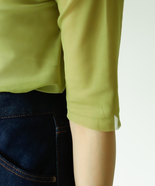 VACANCY（ヴァカンシー）の「ハーフスリーブシアートップス（Tシャツ/カットソー・レディース・ブラック/ブラウン/オレンジ/グリーン・FREE）」の12枚目の写真