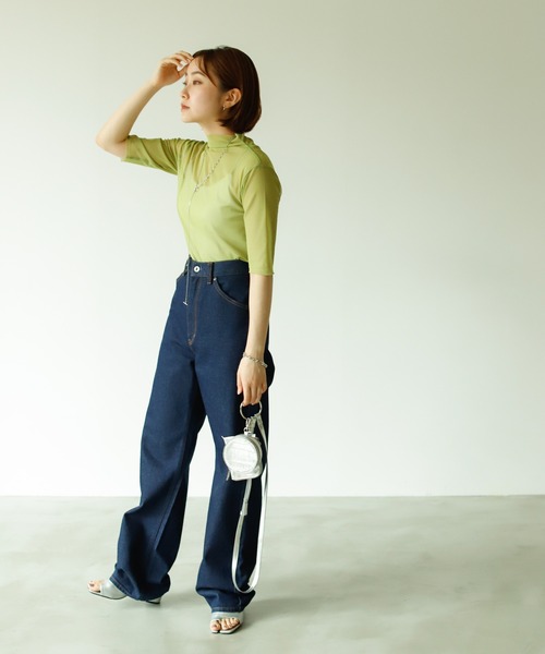 VACANCY（ヴァカンシー）の「ハーフスリーブシアートップス（Tシャツ/カットソー・レディース・ブラック/ブラウン/オレンジ/グリーン・FREE）」の15枚目の写真