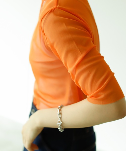 VACANCY（ヴァカンシー）の「ハーフスリーブシアートップス（Tシャツ/カットソー・レディース・ブラック/ブラウン/オレンジ/グリーン・FREE）」の19枚目の写真