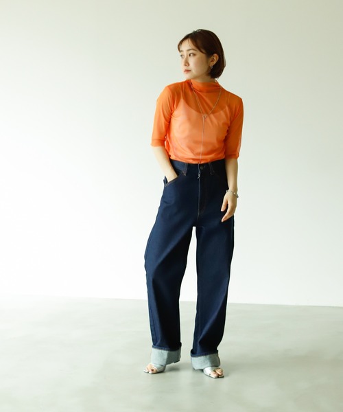 VACANCY（ヴァカンシー）の「ハーフスリーブシアートップス（Tシャツ/カットソー・レディース・ブラック/ブラウン/オレンジ/グリーン・FREE）」の21枚目の写真