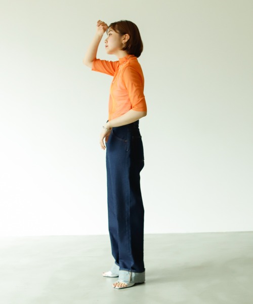 VACANCY（ヴァカンシー）の「ハーフスリーブシアートップス（Tシャツ/カットソー・レディース・ブラック/ブラウン/オレンジ/グリーン・FREE）」の22枚目の写真