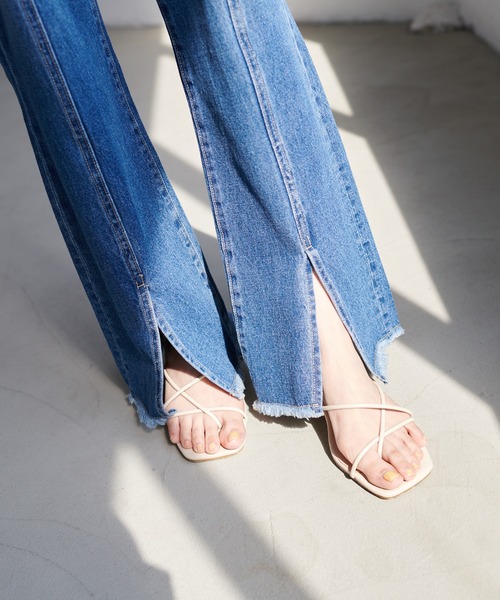 DISCOAT（ディスコート）の「リメイク風デニムセミフレアパンツ（デニムパンツ・レディース・ブラック/ブルー・MEDIUM/LARGE）」の21枚目の写真