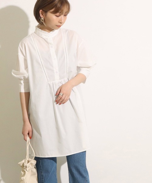 Factor=(ファクターイコール)の「フリル衿ハイネックブラウス(シャツ/ブラウス・レディース・ブラック/オフホワイト・FREE)」の3枚目の写真