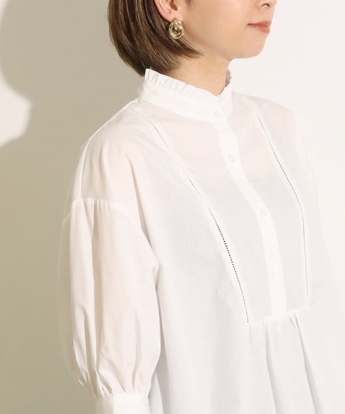 Factor=(ファクターイコール)の「フリル衿ハイネックブラウス(シャツ/ブラウス・レディース・ブラック/オフホワイト・FREE)」の7枚目の写真