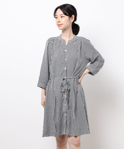 BELLUNA PLUS(ベルーナ)の「レーヨン素材ギャザー使いワンピース(ワンピース・レディース・ターコイズブルー/ブルー系その他/ストライプ/ブルー系その他2・MEDIUM/LARGE/X-LARGE)」の11枚目の写真