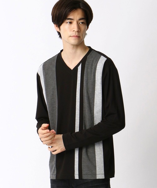 HIDEAWAYS NICOLE（ハイダウェイニコル）の「アラカルト配色切替Vネックプルオーバー（Tシャツ/カットソー・メンズ・ホワイト/ホワイト系その他/ブラック/ブラック系その他/ネイビー・MEDIUM/LARGE/X-LARGE）」の7枚目の写真