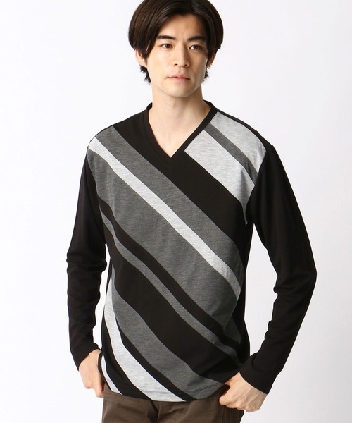 HIDEAWAYS NICOLE（ハイダウェイニコル）の「アラカルト配色切替Vネックプルオーバー（Tシャツ/カットソー・メンズ・ホワイト/ホワイト系その他/ブラック/ブラック系その他/ネイビー・MEDIUM/LARGE/X-LARGE）」の10枚目の写真