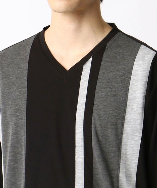 HIDEAWAYS NICOLE（ハイダウェイニコル）の「アラカルト配色切替Vネックプルオーバー（Tシャツ/カットソー・メンズ・ホワイト/ホワイト系その他/ブラック/ブラック系その他/ネイビー・MEDIUM/LARGE/X-LARGE）」の13枚目の写真