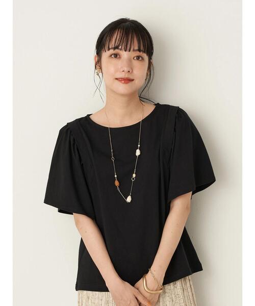 earth music&ecology（アースミュージックアンドエコロジー）の「きれい見えカットソー(袖ひら) ＊（Tシャツ/カットソー・レディース・ピンクベージュ/オフホワイト/ブラック/ミント・FREE）」の6枚目の写真