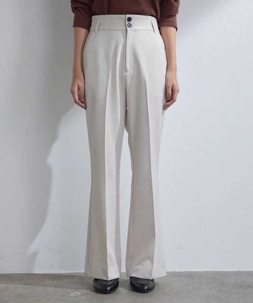 vis-`a-vis（ビサビ）の「【WEB限定】美シルエットハイウエストカラーフレアパンツ【洗濯機可】（スラックス・レディース・ピンク/キナリ/グリーン/レンガ/ブラック/ダークブラウン・S/M/L/SS）」の17枚目の写真