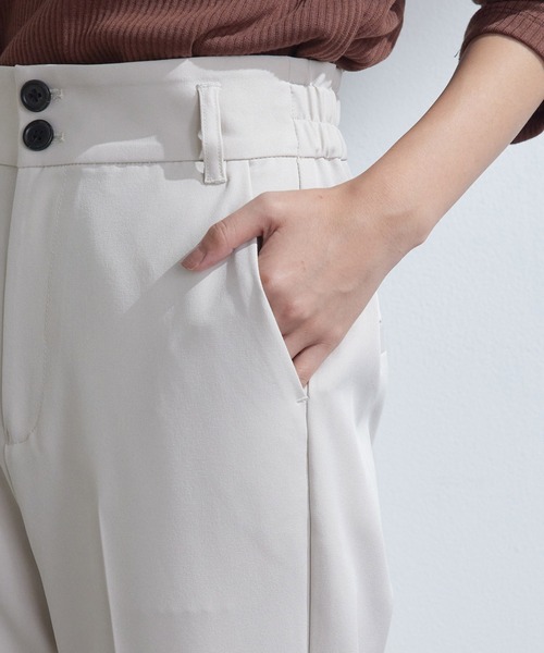 vis-`a-vis（ビサビ）の「【WEB限定】美シルエットハイウエストカラーフレアパンツ【洗濯機可】（スラックス・レディース・ピンク/キナリ/グリーン/レンガ/ブラック/ダークブラウン・S/M/L/SS）」の22枚目の写真