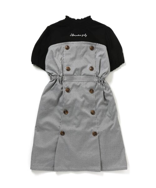 algy（アルジー）の「チェックドッキングワンピ（ワンピース・キッズ・ベージュ/ブラック・XX-SMALL/X-SMALL/MEDIUM/SMALL）」の10枚目の写真