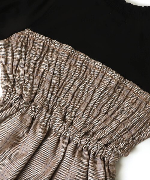 algy（アルジー）の「チェックドッキングワンピ（ワンピース・キッズ・ベージュ/ブラック・XX-SMALL/X-SMALL/MEDIUM/SMALL）」の4枚目の写真