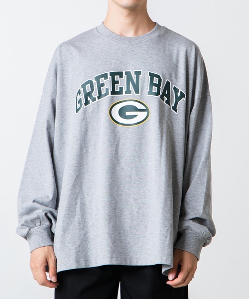 NFL(ナショナルフットボールリーグ )の「∴WEGO/NFL別注 ヘビーウエイトビックシルエットロンT(Tシャツ/カットソー・メンズ・ダークグリーン/杢グレー・MEDIUM/LARGE)」の5枚目の写真