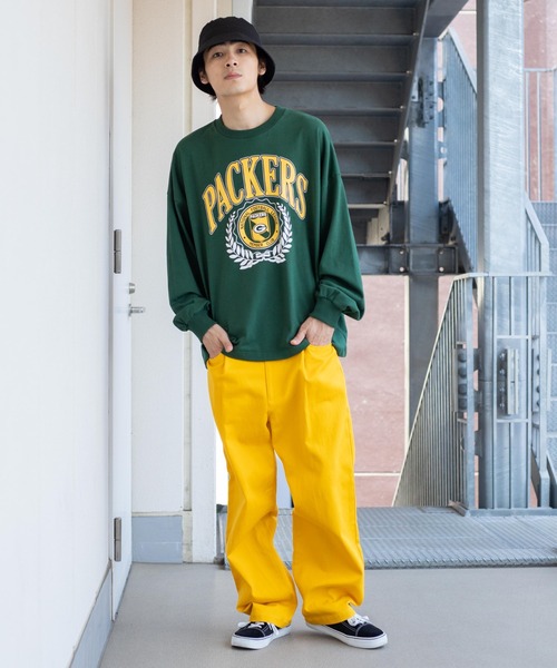 NFL(ナショナルフットボールリーグ )の「∴WEGO/NFL別注 ヘビーウエイトビックシルエットロンT(Tシャツ/カットソー・メンズ・ダークグリーン/杢グレー・MEDIUM/LARGE)」の7枚目の写真