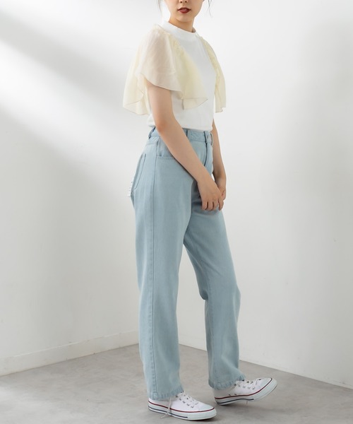 OLIVE des OLIVE（オリーブデオリーブ）の「袖ヒラプチハイプルオーバー（Tシャツ/カットソー・レディース・ブラック/オフホワイト/ライトブラウン・FREE）」の7枚目の写真