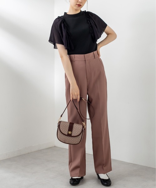 OLIVE des OLIVE（オリーブデオリーブ）の「袖ヒラプチハイプルオーバー（Tシャツ/カットソー・レディース・ブラック/オフホワイト/ライトブラウン・FREE）」の10枚目の写真