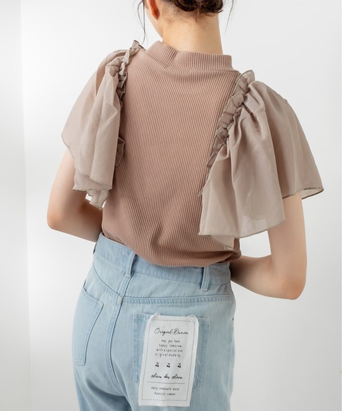 OLIVE des OLIVE（オリーブデオリーブ）の「袖ヒラプチハイプルオーバー（Tシャツ/カットソー・レディース・ブラック/オフホワイト/ライトブラウン・FREE）」の11枚目の写真