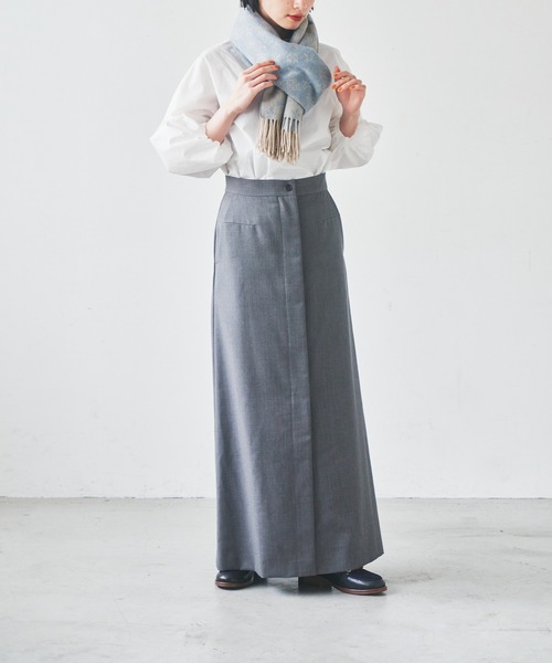 russet(ラシット)の「<尾州産>モノグラムストール(B-005)(ストール/ショール・レディース・サックスブルー/チャコールグレー/ベージュ/アイボリー/ネイビー/イエロー/ホワイト/ピンク/グレー・FREE)」の10枚目の写真