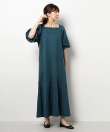 DouDou | スクエアネックボリューム袖切替ワンピース(ワンピース)