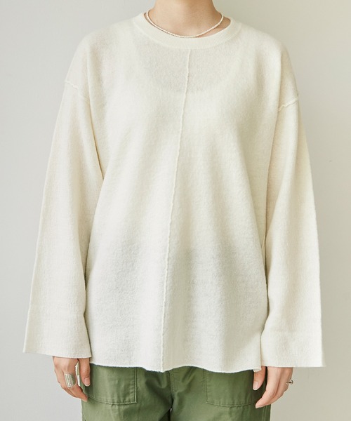 note et silence （ノートエシロンス）の「DEVON BOILE WOOL アウトリンキングプルオーバー（ニット/セーター・レディース・オフホワイト/チャコールグレー/サックスブルー・FREE）」の15枚目の写真