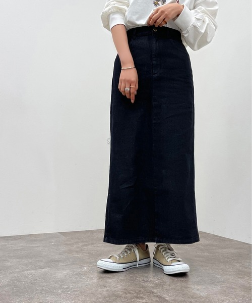 apres jour mignon（アプレジュールミニョン）の「デニムペンシルスカート【ZOZOTOWN限定アイテム】（スカート・レディース・ブラック/ダークブルー・X-LARGE/SMALL/MEDIUM）」の4枚目の写真