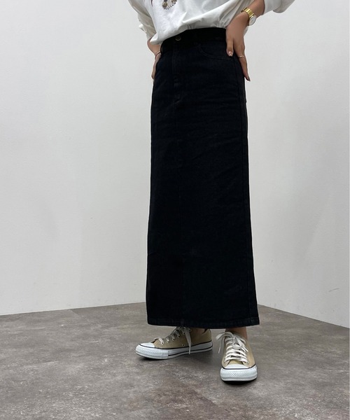 apres jour mignon（アプレジュールミニョン）の「デニムペンシルスカート【ZOZOTOWN限定アイテム】（スカート・レディース・ブラック/ダークブルー・X-LARGE/SMALL/MEDIUM）」の5枚目の写真