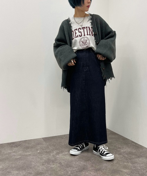 apres jour mignon（アプレジュールミニョン）の「デニムペンシルスカート【ZOZOTOWN限定アイテム】（スカート・レディース・ブラック/ダークブルー・X-LARGE/SMALL/MEDIUM）」の18枚目の写真