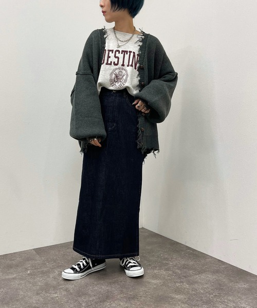 apres jour mignon（アプレジュールミニョン）の「デニムペンシルスカート【ZOZOTOWN限定アイテム】（スカート・レディース・ブラック/ダークブルー・X-LARGE/SMALL/MEDIUM）」の19枚目の写真