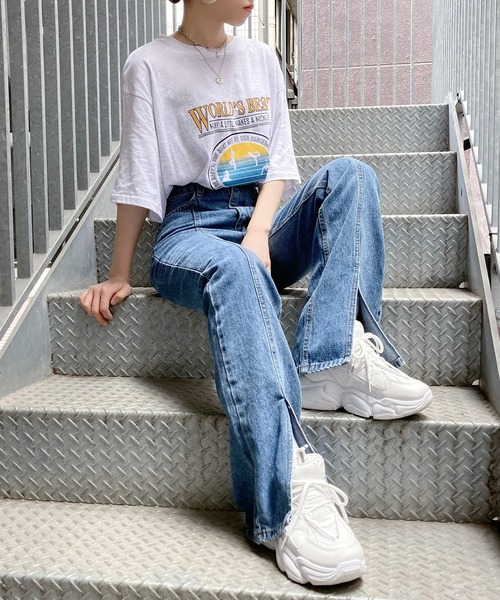 Figments（フィグメンツ）の「フロントスリットデニムパンツ（デニムパンツ・レディース・インディゴブルー・SMALL/MEDIUM）」の7枚目の写真