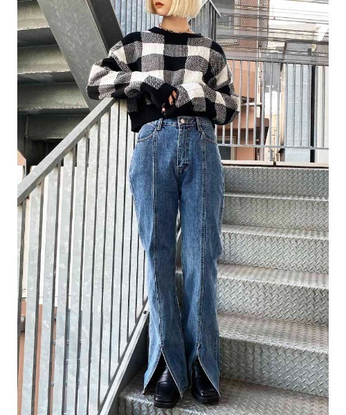 Figments（フィグメンツ）の「フロントスリットデニムパンツ（デニムパンツ・レディース・インディゴブルー・SMALL/MEDIUM）」の10枚目の写真