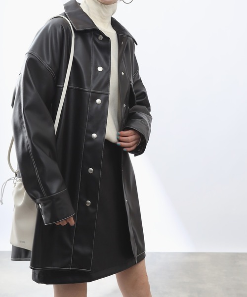 COLONY 2139（コロニートゥーワンスリーナイン）の「【WEB・一部店舗限定】リサイクルレザータッチシャツジャケット(セットアップ可)（その他アウター・レディース・ブラック・FREE）」の2枚目の写真